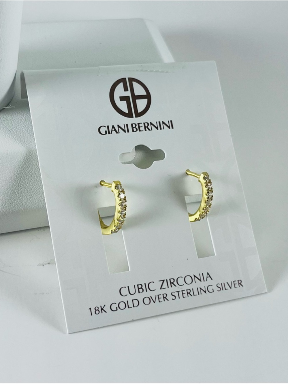 Giani Bernini Gold Cubic Zirconia Huggie Earrings - Picture 2 of 7